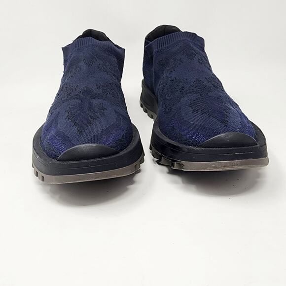ETRO Knit Sneakers Men 10 Blue Jacquard Pattern, Sock Style Low Top Made Italy - Picture 5 of 13